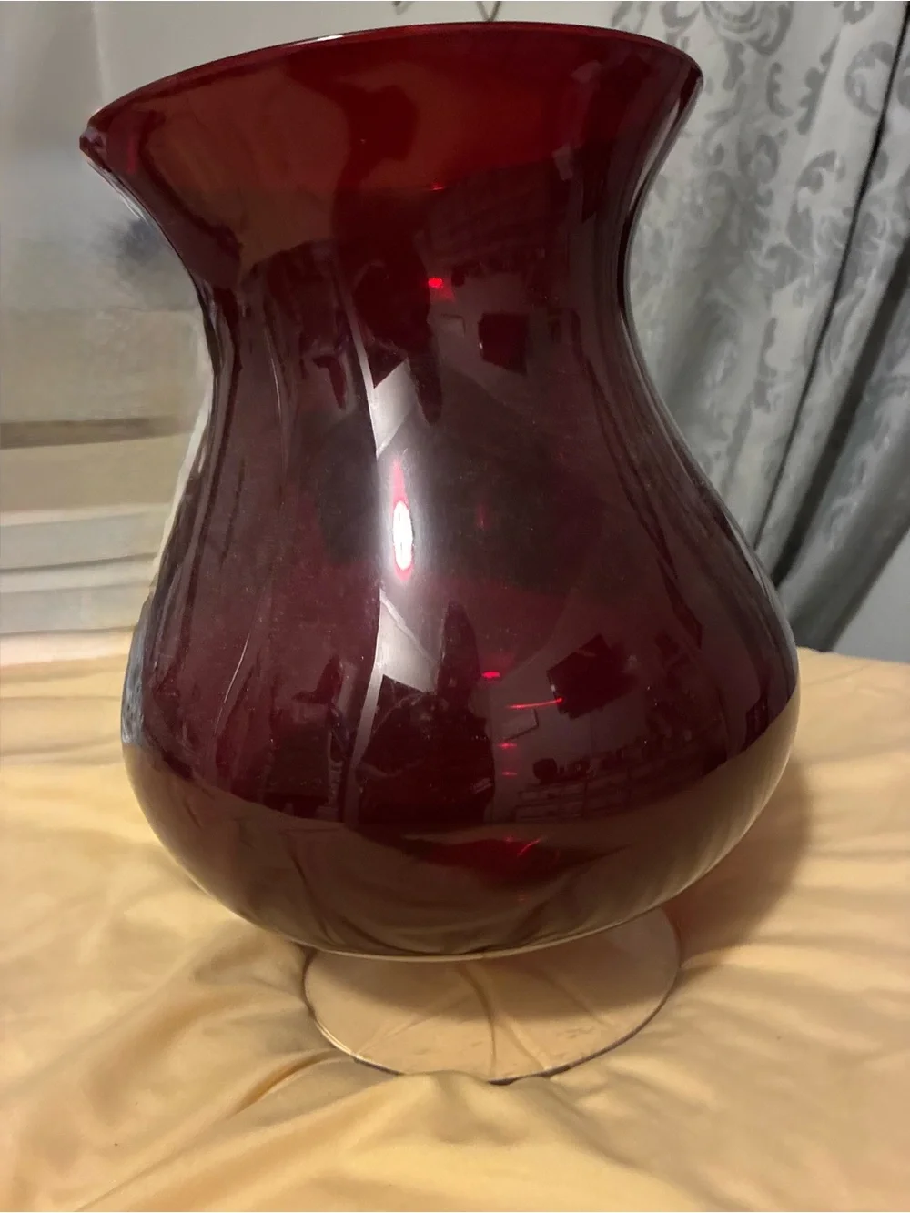 PartyLite Deep Red Glass Decorative Vase